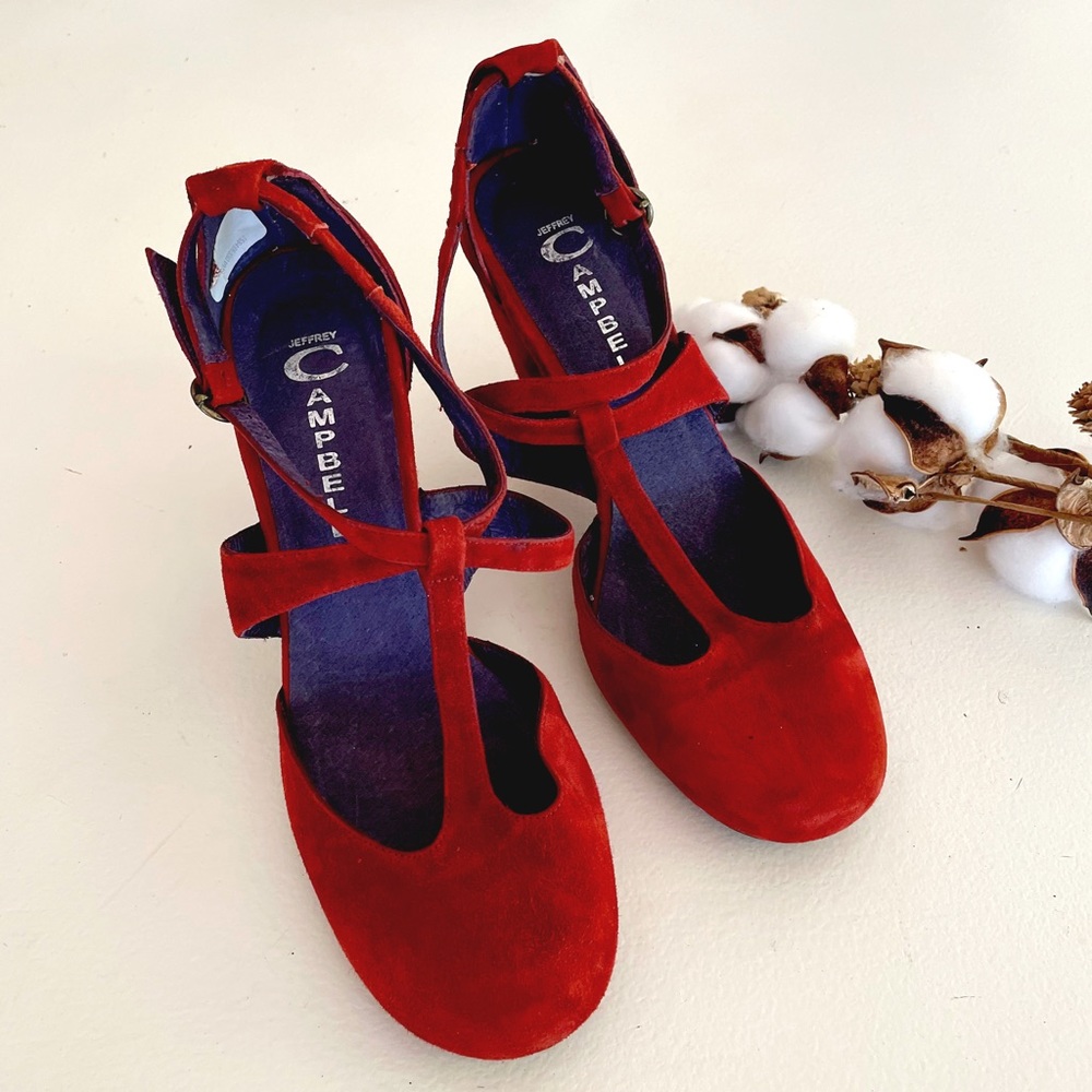 Jeffrey Campbell Suede T Strap Pumps